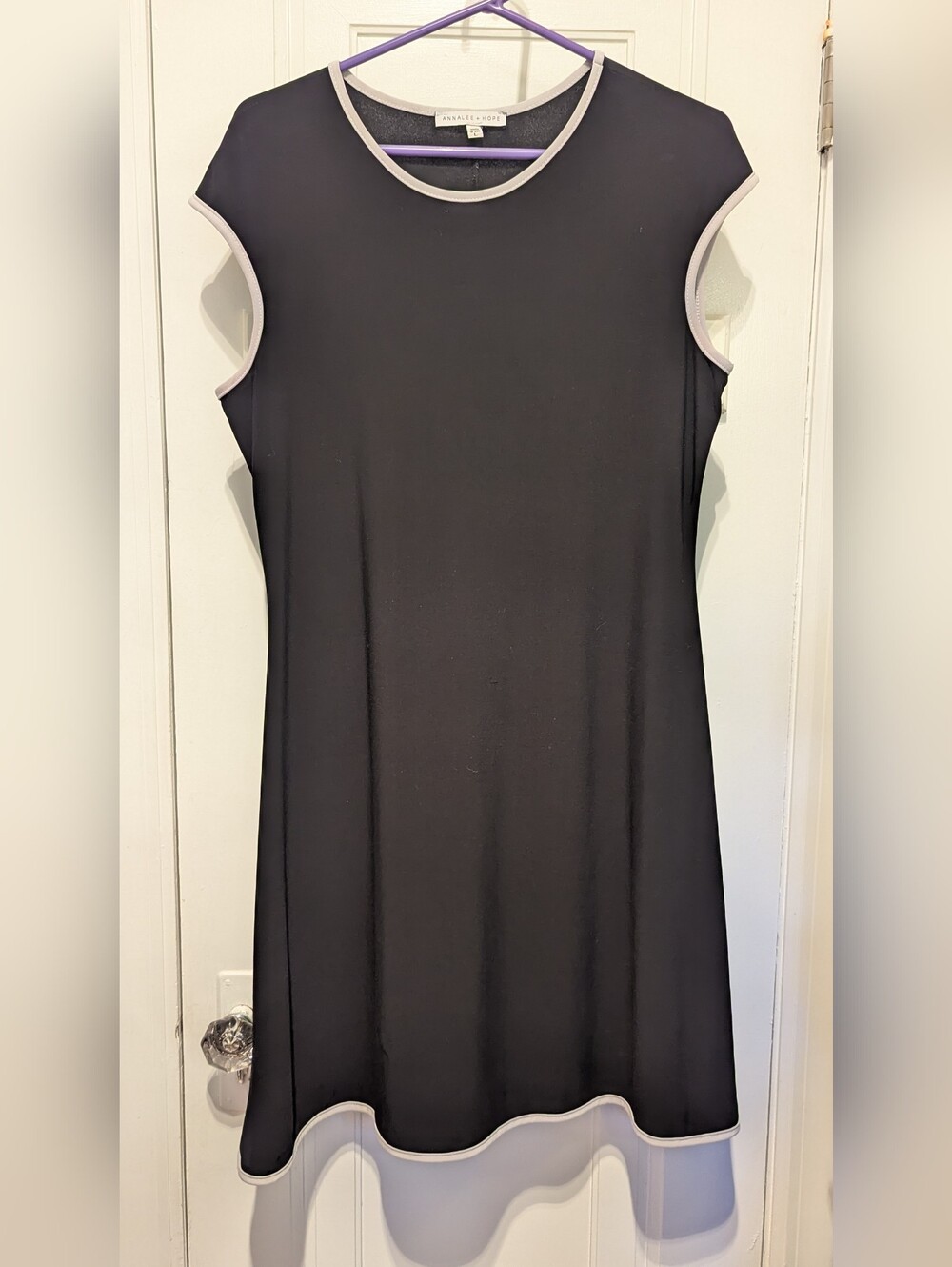 Annalee + Hope Black Dress with Light Gray Trim